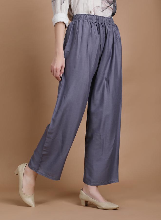 تايك تو بنطال بالازو واسع الساق لون رمادي - Image 2